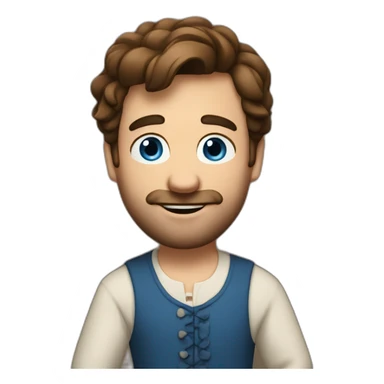 The folk french man dance, blue eyes, brown hair sticker