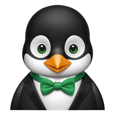 penguin with bow green tie  sticker