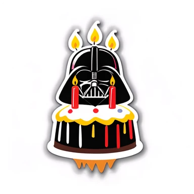 Darth Vader birthday party with candles  sticker