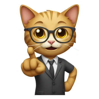 nerdy cat lifting index finger  sticker