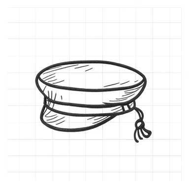 hand-drawn sketchy style Studentenmutze, emphasizing cap's unique shape and band sticker