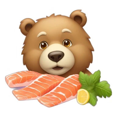 Orso con capelli viola e salmone in bocca sticker
