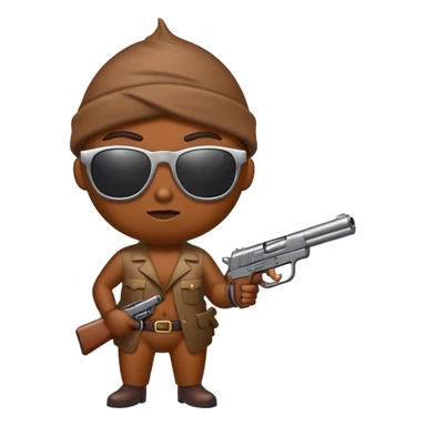 Poop with sunglasses holding a gun sticker