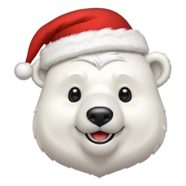 full polar bear with christmas hat on sticker