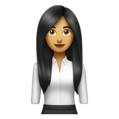 Thayri mujer conferencista morena pelo largo liso negro flequillo sticker