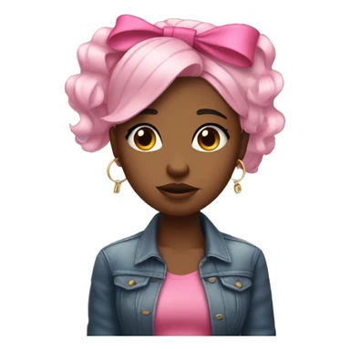 Stylish black girl crying with pink bow on her hair and stack of money on one of her hands sticker