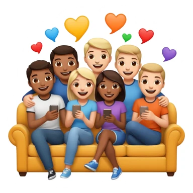 group of friends on couch laughing sticker