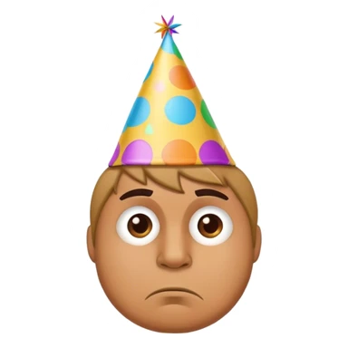 Man frowning, wearing Party hat ￼ sticker