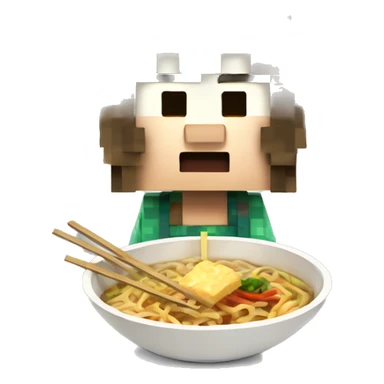 Personnage Minecraft qui mange des ramen sticker