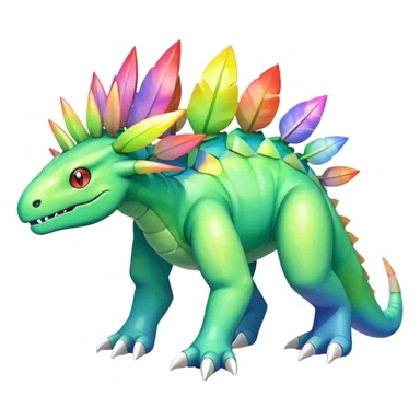 Shiny Colorful Iridescent Meganium-Amaura-fakemon (full body) sticker