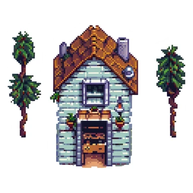 a modern home in pixel art style sticker