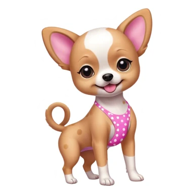 Little wringer dog doing a heel click with a pink polka dot bikini sticker