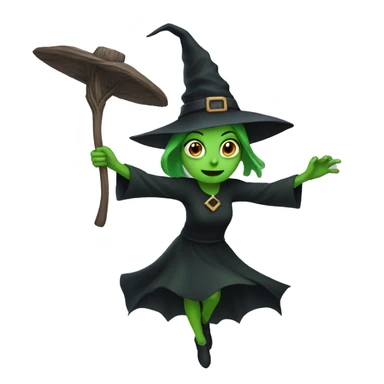 green-skinned witch flying  sticker