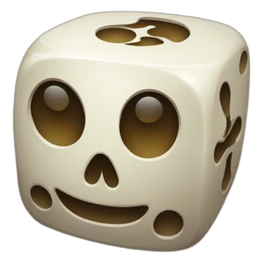 Dice with a skull sticker