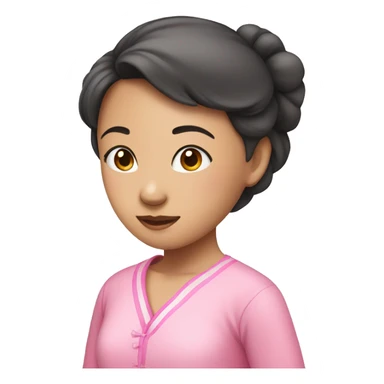 Asian girl wearing pink pajamas  sticker