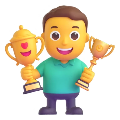 an emoji of emoji holding a trophy sticker