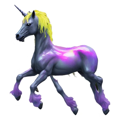 .Zombie_ Vaporwave black holographic oilslick zombie unicorn yellow caution tape graffiti Pegasus  sticker