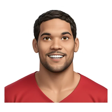 smiling boy in red shirt sticker