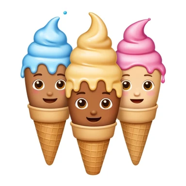 happy children with melting ice cream cones sticker