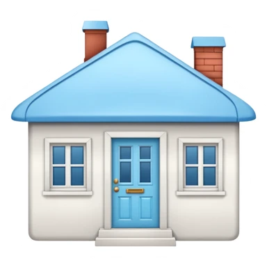 the front view of a mini house with a sky blue roof and white walls (2d) sticker