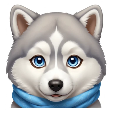 Husky with blue eye and brown eye and blue scarf sticker