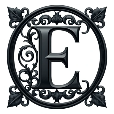Black gothic Victorian , letter “F” of the alphabet sticker