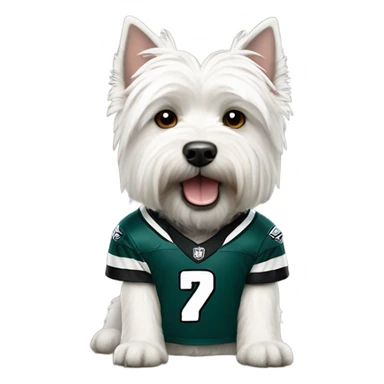 West highland dog wearing eagles jersey sticker