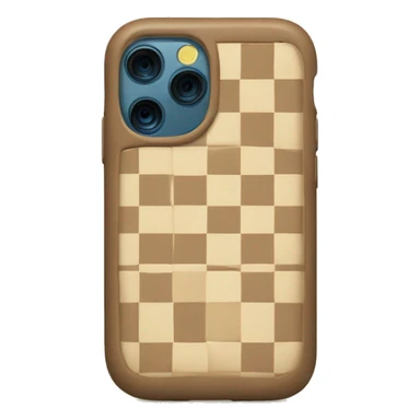 iPhone 14 with beige checkered case sticker