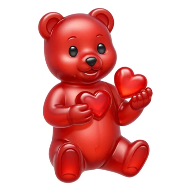 Gummy bear holding one small gummy human heart  sticker