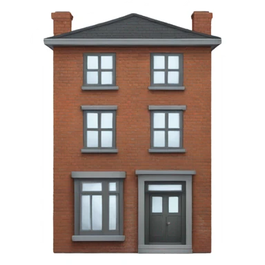 two floors brick house with dark grey windows and grey flat roof sticker