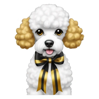 Black and gold bow on white poodle sticker