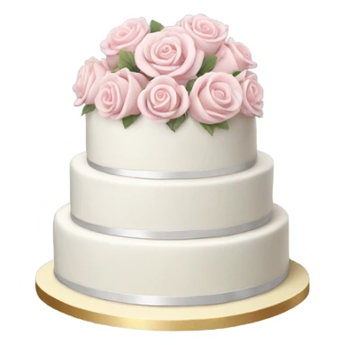 Fancy white wedding cake with light pink roses realistic  sticker