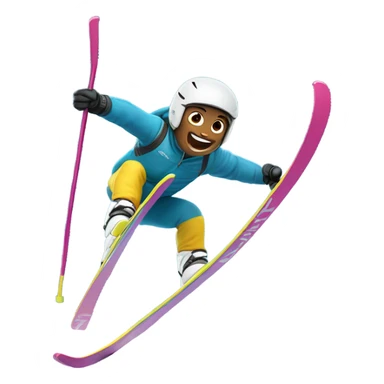 Going huge on a ski jump with skis on sticker