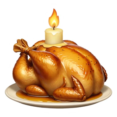 Rosted avile chicken with a candle on his head  sticker