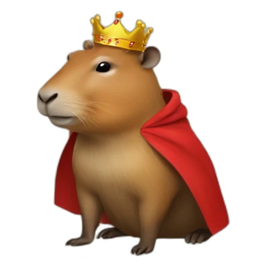 capybara with crown and red cape sticker