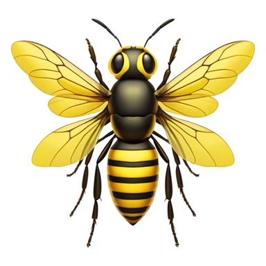 Cinematic Noble Hornet Portrait Emoji, Poised and intimidating, with a sleek, segmented body in bold yellow and black hues, sharp, focused eyes, and delicate, translucent wings, Simplified yet sharp and sophisticated features, highly detailed, glowing with a soft, insectile radiance, high shine, intelligent and formidable, stylized with an air of natural authority, focused and alert, soft glowing outline, capturing the essence of a watchful and confident hornet that appears ready to buzz out of the screen with effortless power! sticker