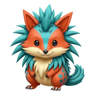  exotic tropical flurry smart creaturial Sleuth-Loyd-Garmaddon-Litten-Linoone-Noibat-Fakémon-Pokémon-Vernid-creature with a spiky hair floof down neck sticker