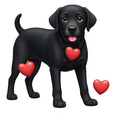 sweet black labrador, full body, with heart in hands sticker