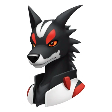 Black Cool Edgy Sergal-Houndoom-Fakémon  with White and Red Edgy markings sticker