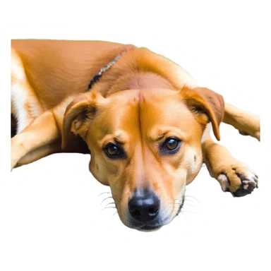 cachorro caramelo vira-lata simpático deitado pixel art sticker