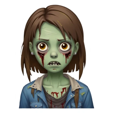 a zombie girl with straight brown hair long with piercings sticker