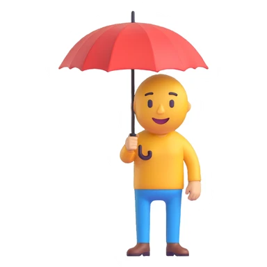 Change the umbrella to be closed, keep the man shaking it instead of a hand, same 3D emoji style, no background. sticker