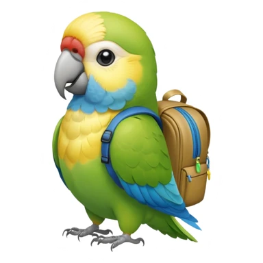 Parakeet with backpack sticker
