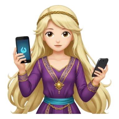 anime girl with persion crawl custome dress and smartphone sticker