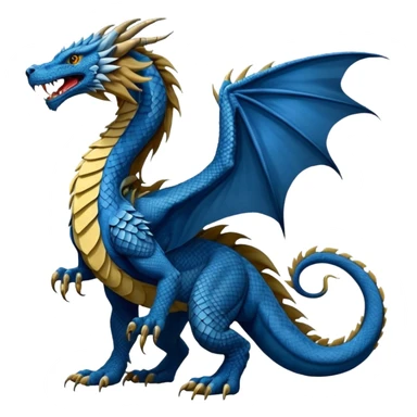 Mušḫuššu, long scaled dragon-serpent body, blue or turquoise, lion-like mane, strong lion forelegs with feline paws, bird-like eagle talons hind legs, long neck, dragon head with horn or crest, lizard tail, snake tongue, no wings, ancient, regal, terrifying sticker