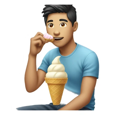 asian guy eating an ice-cream sticker