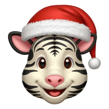 zebra wearing red hat of santa claus sticker