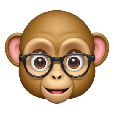 monkey with rolling eyes and wearing nerd glasses, blending features of 🐵🙄🤓 in emoji style sticker