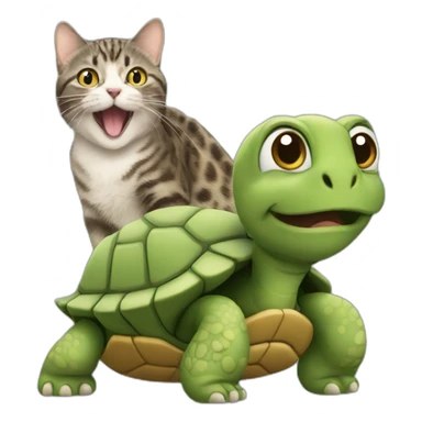 Une tortue avec un chat sticker