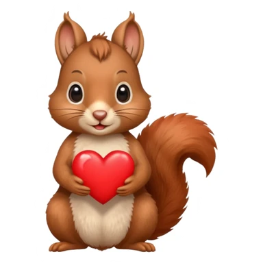 cute squirrel holding a heart sticker